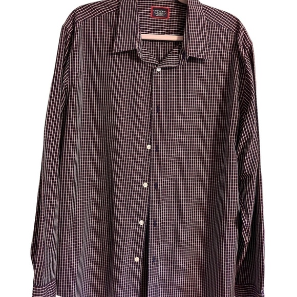 UnTuckit Shirt Men 2XL Red Plaid Preppy Festive Office Neutral Slim Graach 80s - Picture 1 of 12